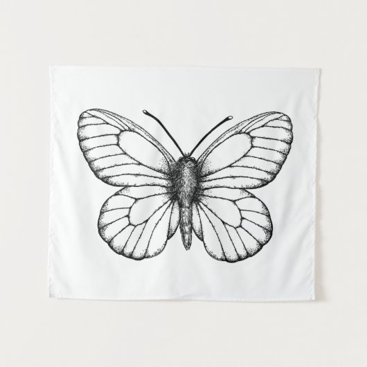 Zwart-witte vlinder wandkleed (Voorkant (horizontaal))