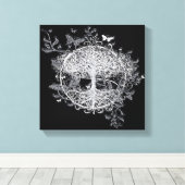 Zwart-witte vlinderboom van Amelia Carrie Canvas Afdruk (Insitu (Houten vloer))