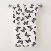 Zwart-witte vlinders Badhanddoek Set Bad Handdoek (Insitu)