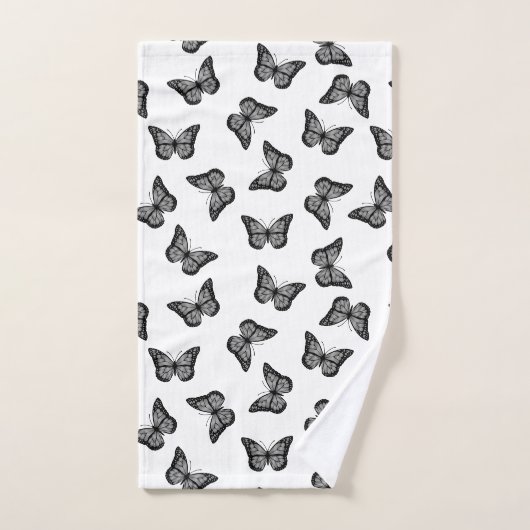 Zwart-witte vlinders Badhanddoek Set Bad Handdoek (Handdoek)