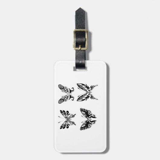 Zwart-witte vlinders bagagelabel (Voorkant verticaal)