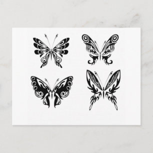Zwart-witte vlinders briefkaart