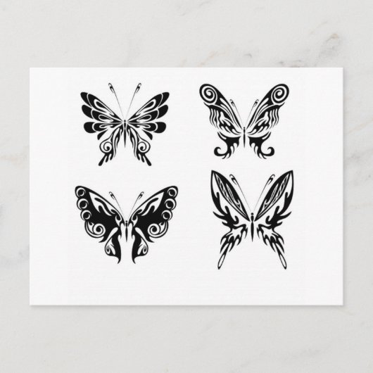 Zwart-witte vlinders briefkaart (Voorkant)