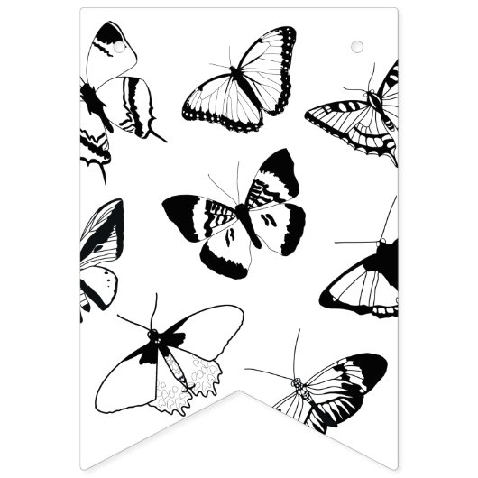 Zwart-witte vlinders bruiloft bunting banner (Tweede vlag)