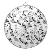 Zwart-witte vlinders bruiloft dartbord (Voorkant)