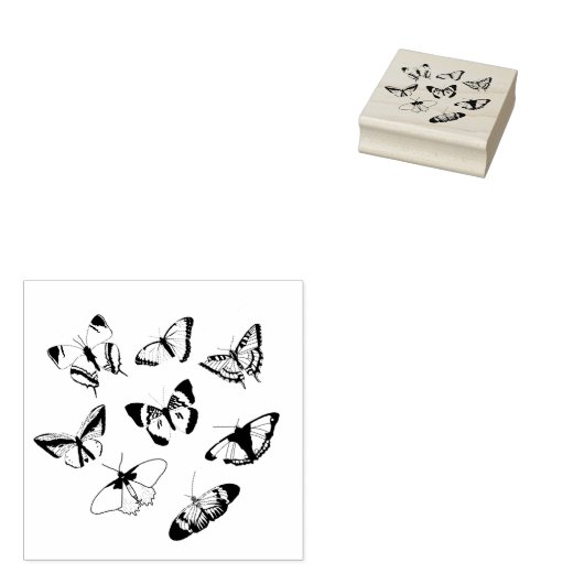 Zwart-witte vlinders bruiloft rubberstempel (Gestempeld)