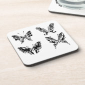 Zwart-witte vlinders drankjes onderzetter (Linkerzijde)