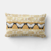 Zwart-witte vlinders en Faux Gold Flowers Kussen (Achterkant)