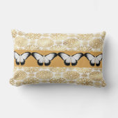 Zwart-witte vlinders en Faux Gold Flowers Kussen (Voorkant)