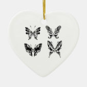 Zwart-witte vlinders keramisch ornament (Voorkant)
