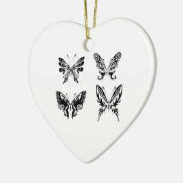 Zwart-witte vlinders keramisch ornament