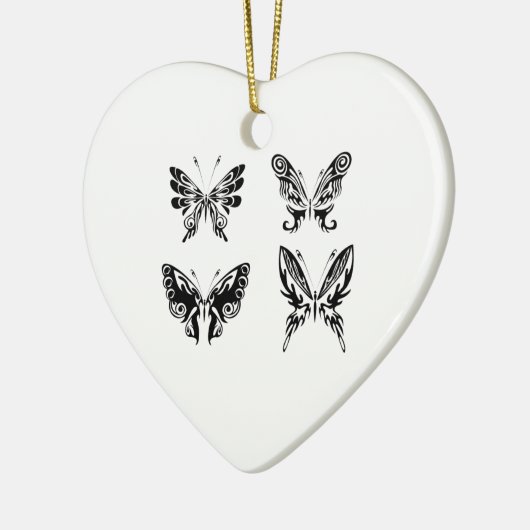 Zwart-witte vlinders keramisch ornament (Links)