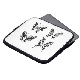 Zwart-witte vlinders laptop sleeve