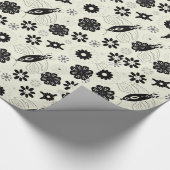 Zwart-witte vlinders naadloos patroon cadeaupapier (Hoek)