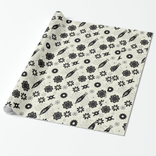 Zwart-witte vlinders naadloos patroon cadeaupapier