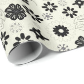 Zwart-witte vlinders naadloos patroon cadeaupapier (Rol Hoek)