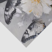 Zwart-Witte Vlinders Op Witte Bloemen, Tissuepapier (Detail)