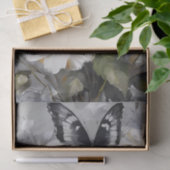 Zwart-Witte Vlinders Op Witte Bloemen, Tissuepapier (Geschenk)