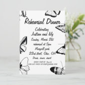 Zwart-witte vlinders repetitie diner kaart (Staand voorkant)