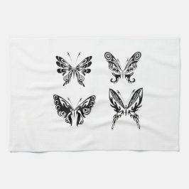 Zwart-witte vlinders theedoek