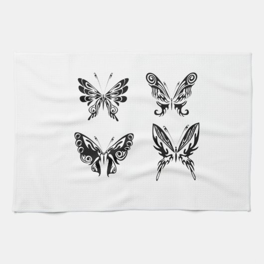 Zwart-witte vlinders theedoek (Horizontaal)