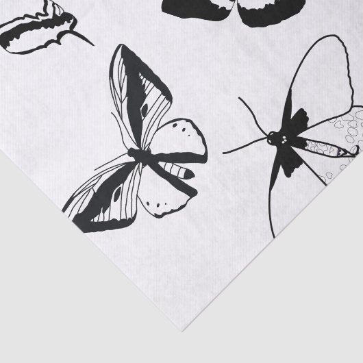 Zwart-witte vlinders tissuepapier (Detail)