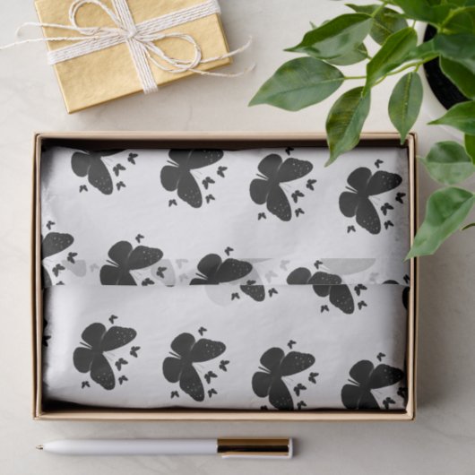 Zwart-witte vlinders tissuepapier (Geschenk)