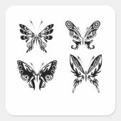 Zwart-witte vlinders vierkante sticker (Voorkant)