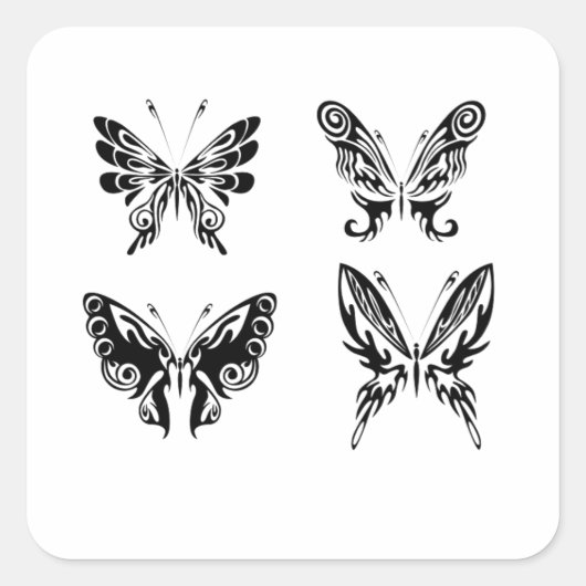 Zwart-witte vlinders vierkante sticker (Voorkant)