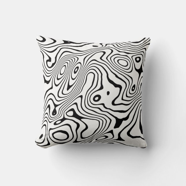 Zwart-witte vloeistof werveling Abstract ontwerp Kussen (Voorkant)