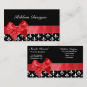 Zwart-witte vlooiing en rode lint visitekaartje (Voorkant / Achterkant)