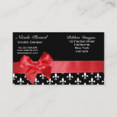 Zwart-witte vlooiing en rode lint visitekaartje (Achterkant)