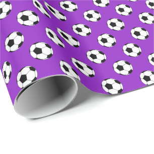 Zwart/Witte Voetbal op Paars Cadeaupapier