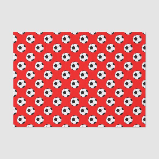 Zwart/Witte Voetbalballen op Rood Tissuepapier (Voorkant)