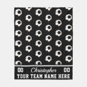 Zwart | Witte Voetbalnaam | Nummer | Team Fleece Deken (Voorkant)