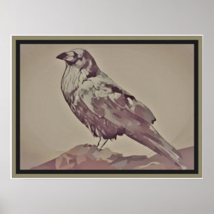 Zwart-witte vogel poster