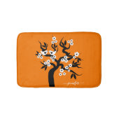Zwart, witte vogelkerneboom sinaasappel badmat (Voorkant)