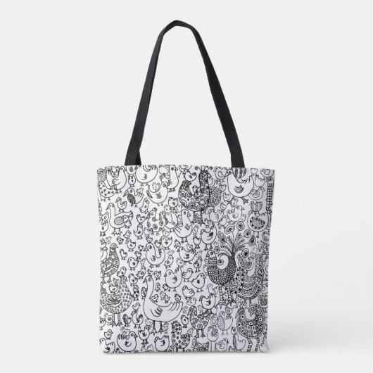 Zwart-witte vogels leuk grillig patroon tote bag (Achterkant)