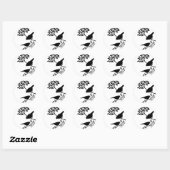 Zwart-witte vogels ronde sticker (Vel)