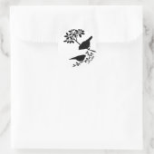 Zwart-witte vogels ronde sticker (Tas)