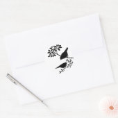 Zwart-witte vogels ronde sticker (Envelop)