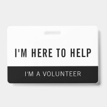 Zwart & Witte Volunteer Hier Om Te Helpen Badge