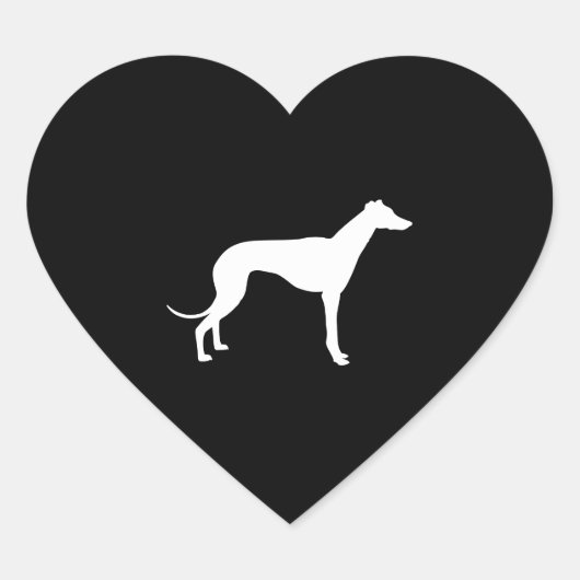 Zwart-witte vorm van een Greyhound Hart Sticker (Voorkant)
