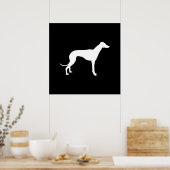 Zwart-witte vorm van een windhond poster (Keuken)