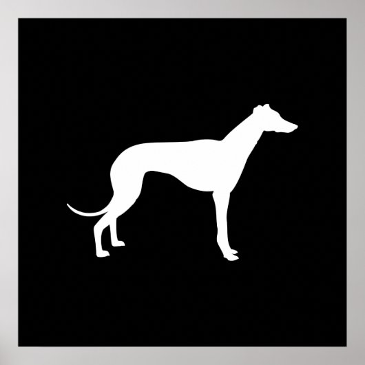 Zwart-witte vorm van een windhond poster (Voorkant)