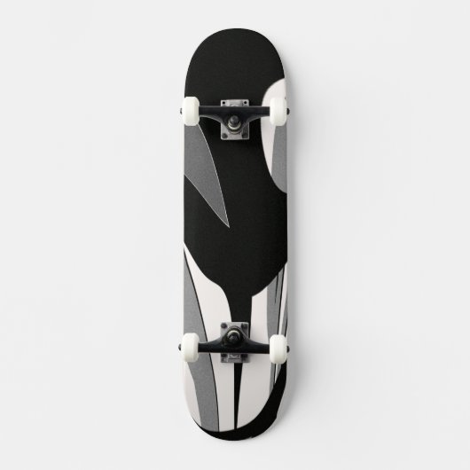 Zwart-witte vormkunst skateboard (Voorkant)