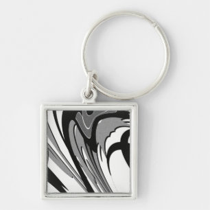 Zwart-witte vormkunst sleutelhanger