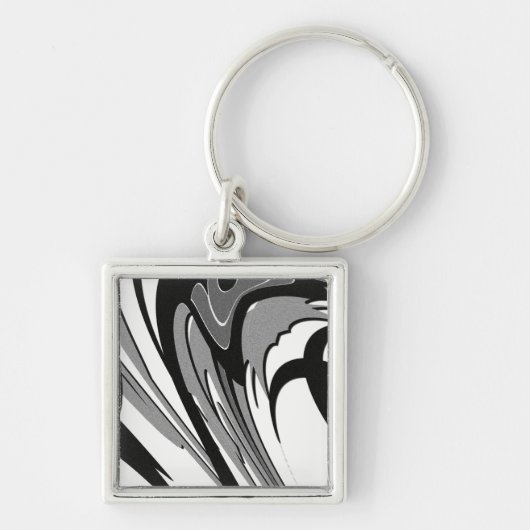 Zwart-witte vormkunst sleutelhanger (Voorkant)
