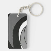 Zwart-witte vormkunst sleutelhanger (achterkant)