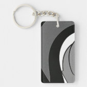 Zwart-witte vormkunst sleutelhanger (Voorkant)